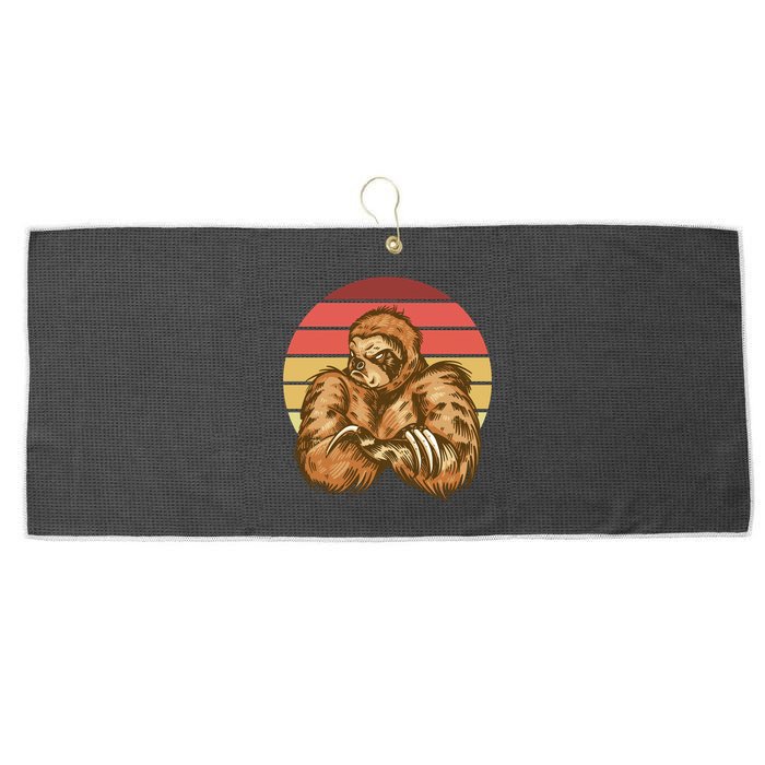 Grumpy Sloth Retro Sunset Large Microfiber Waffle Golf Towel