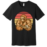 Grumpy Sloth Retro Sunset Premium T-Shirt
