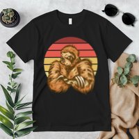 Grumpy Sloth Retro Sunset Premium T-Shirt