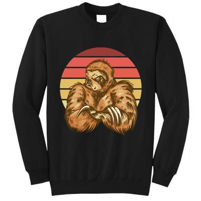 Grumpy Sloth Retro Sunset Tall Sweatshirt