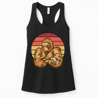 Grumpy Sloth Retro Sunset Womens Tank Top