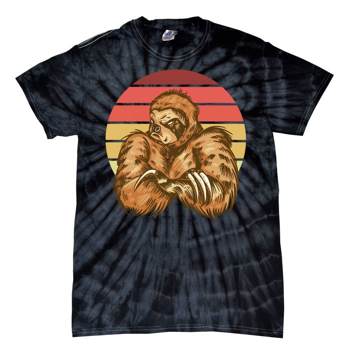 Grumpy Sloth Retro Sunset Tie-Dye T-Shirt