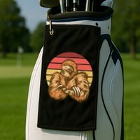 Grumpy Sloth Retro Sunset Golf Towel