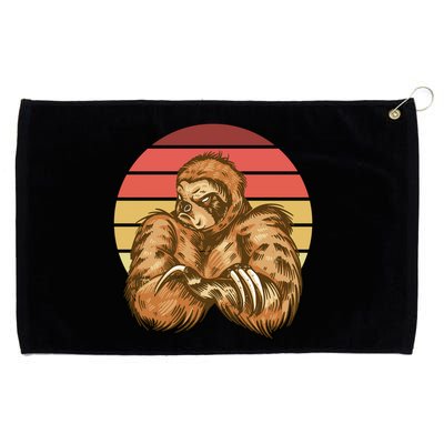 Grumpy Sloth Retro Sunset Grommeted Golf Towel