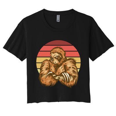 Grumpy Sloth Retro Sunset Crop Top