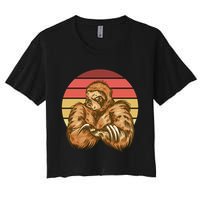 Grumpy Sloth Retro Sunset Crop Top