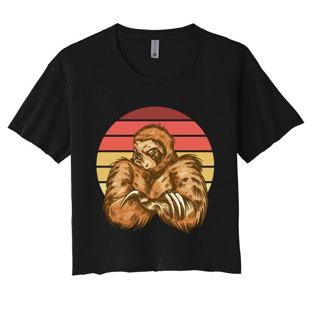 Grumpy Sloth Retro Sunset Crop Top