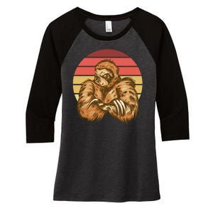 Grumpy Sloth Retro Sunset Women's Tri-Blend 3/4-Sleeve Raglan Shirt