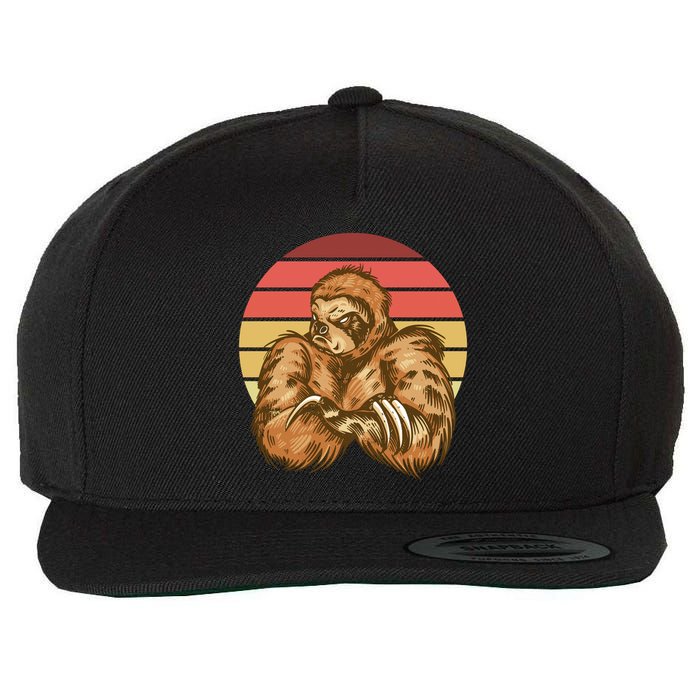 Grumpy Sloth Retro Sunset Wool Snapback Cap