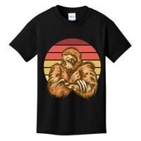 Grumpy Sloth Retro Sunset Kids T-Shirt