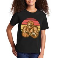 Grumpy Sloth Retro Sunset Kids T-Shirt