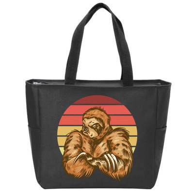 Grumpy Sloth Retro Sunset Zip Tote Bag