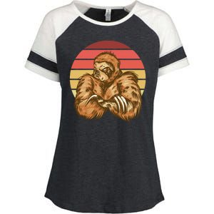 Grumpy Sloth Retro Sunset Enza Ladies Jersey Colorblock Tee