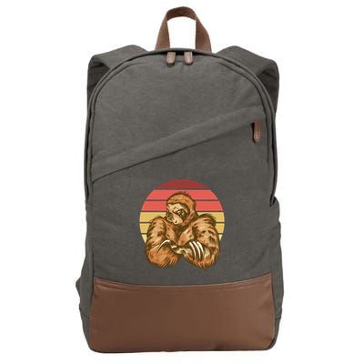 Grumpy Sloth Retro Sunset Cotton Canvas Backpack
