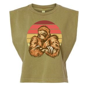 Grumpy Sloth Retro Sunset Garment-Dyed Women's Muscle Tee