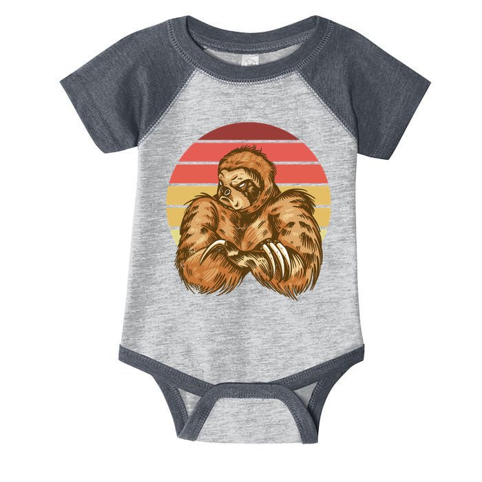 Grumpy Sloth Retro Sunset Infant Baby Jersey Bodysuit
