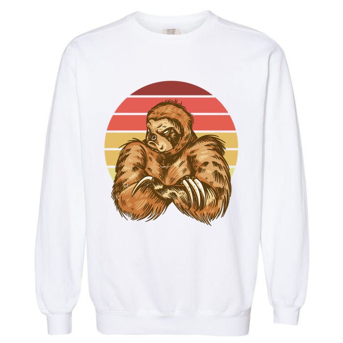 Grumpy Sloth Retro Sunset Garment-Dyed Sweatshirt