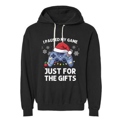 Gamer Santa Red Hat Christmas Gaming Xmas Video Games B.O.Y.S Christmas Pj Garment-Dyed Fleece Hoodie