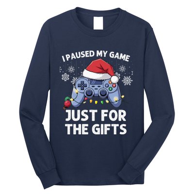 Gamer Santa Red Hat Christmas Gaming Xmas Video Games B.O.Y.S Christmas Pj Long Sleeve Shirt