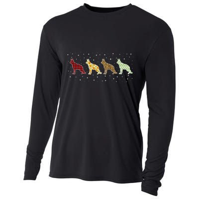 Ger Shepherd Red Plaid Christmas Leopart Xmas Dog Great Gift Cooling Performance Long Sleeve Crew