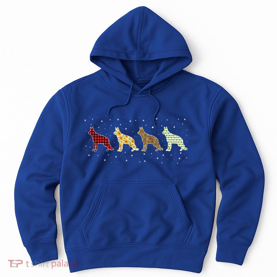 Ger Shepherd Red Plaid Christmas Leopart Xmas Dog Great Gift Hoodie