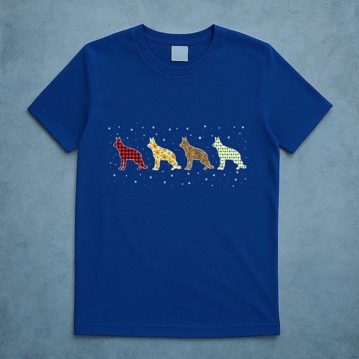 Ger Shepherd Red Plaid Christmas Leopart Xmas Dog Great Gift T-Shirt
