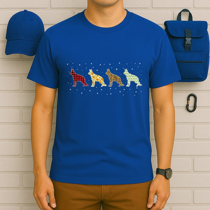 Ger Shepherd Red Plaid Christmas Leopart Xmas Dog Great Gift T-Shirt