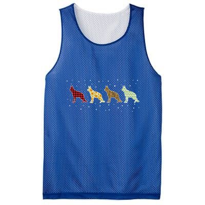 Ger Shepherd Red Plaid Christmas Leopart Xmas Dog Great Gift Mesh Reversible Basketball Jersey Tank
