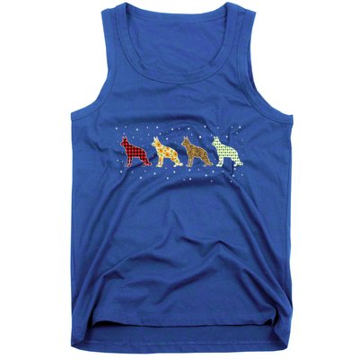 Ger Shepherd Red Plaid Christmas Leopart Xmas Dog Great Gift Tank Top
