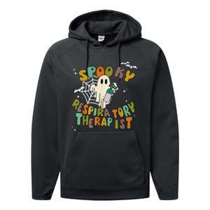 Groovy Spooky Respiratory Therapist Ghost Retro Halloween Performance Fleece Hoodie