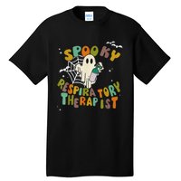 Groovy Spooky Respiratory Therapist Ghost Retro Halloween Tall T-Shirt