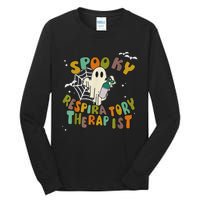 Groovy Spooky Respiratory Therapist Ghost Retro Halloween Tall Long Sleeve T-Shirt