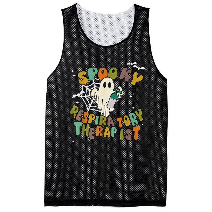 Groovy Spooky Respiratory Therapist Ghost Retro Halloween Mesh Reversible Basketball Jersey Tank