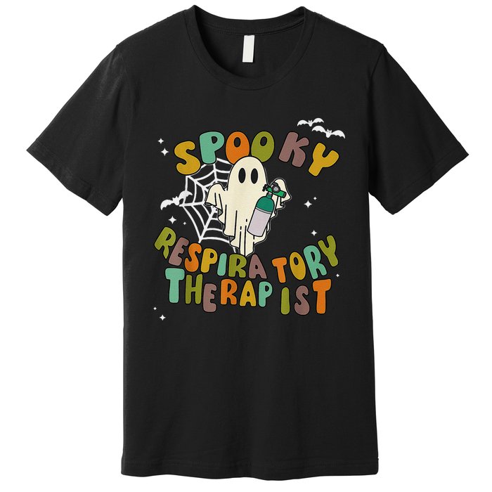 Groovy Spooky Respiratory Therapist Ghost Retro Halloween Premium T-Shirt