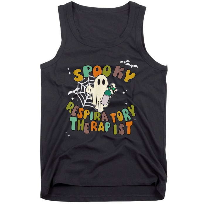 Groovy Spooky Respiratory Therapist Ghost Retro Halloween Tank Top