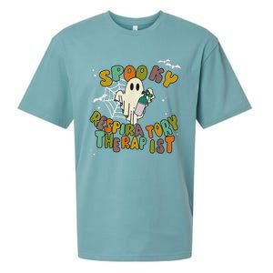 Groovy Spooky Respiratory Therapist Ghost Retro Halloween Sueded Cloud Jersey T-Shirt