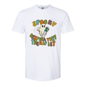 Groovy Spooky Respiratory Therapist Ghost Retro Halloween Softstyle CVC T-Shirt