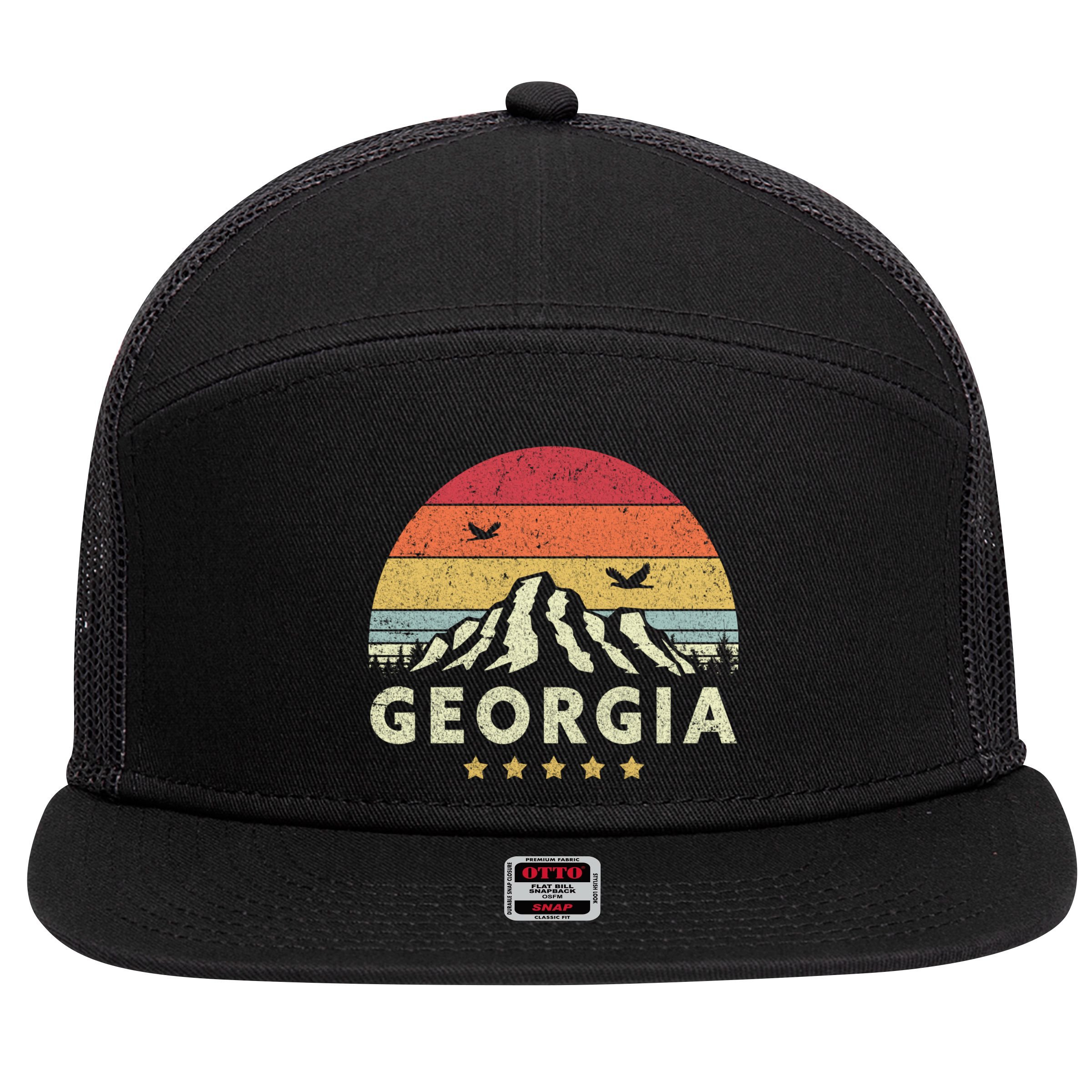 Georgia Shirt. Retro Style GA, USA 7 Panel Mesh Trucker Snapback Hat