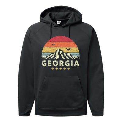 Georgia Shirt. Retro Style GA, USA Performance Fleece Hoodie