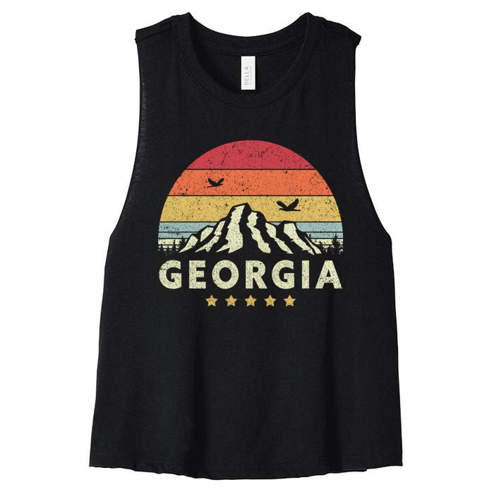 Georgia Shirt. Retro Style GA, USA Women's Racerback Cropped Tank