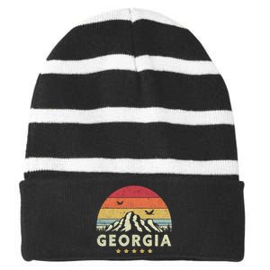 Georgia Shirt. Retro Style GA, USA Striped Beanie with Solid Band