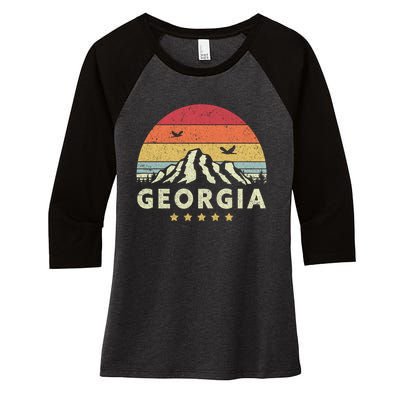 Georgia Shirt. Retro Style GA, USA Women's Tri-Blend 3/4-Sleeve Raglan Shirt