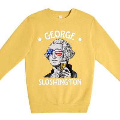 George Sloshington Retro Drinking President Washington Premium Crewneck Sweatshirt