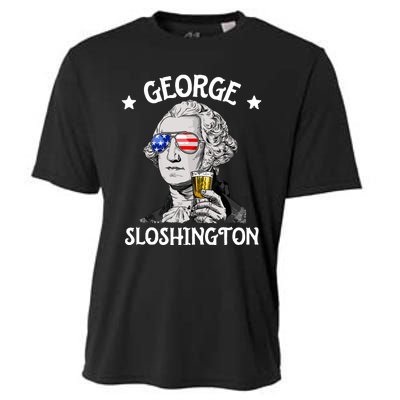 George Sloshington Retro Drinking President Washington Cooling Performance Crew T-Shirt