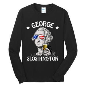 George Sloshington Retro Drinking President Washington Tall Long Sleeve T-Shirt