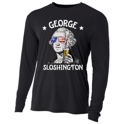 George Sloshington Retro Drinking President Washington Cooling Performance Long Sleeve Crew