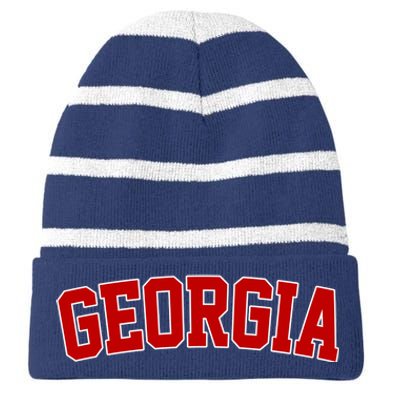 Georgia State Retro Striped Beanie with Solid Band