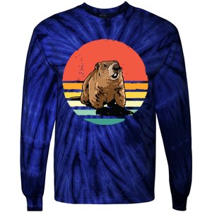 Groundhog Shirts Retro Style Rodent Animal Groundhogs Day Tie-Dye Long Sleeve Shirt