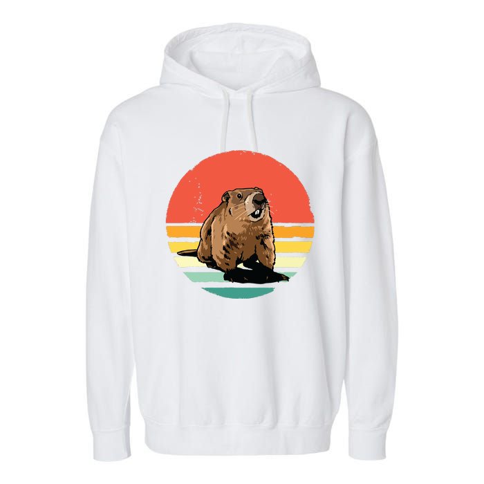 Groundhog Shirts Retro Style Rodent Animal Groundhogs Day Garment-Dyed Fleece Hoodie