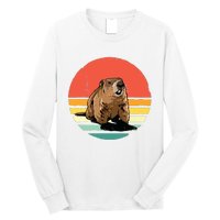 Groundhog Shirts Retro Style Rodent Animal Groundhogs Day Long Sleeve Shirt